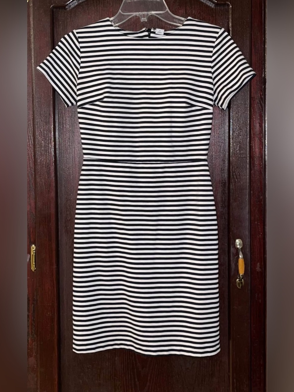 Old Navy Black and White Striped Dress with Back Zip - XS
